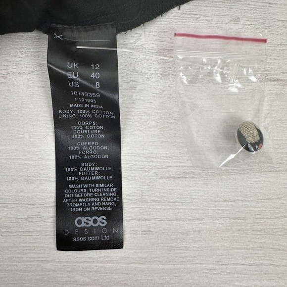 Asos‎ Long Sleeve Mini Wrap Dress Size 8 Black Ditsy Floral V Neck Puff Sleeves - Picture 8 of 13